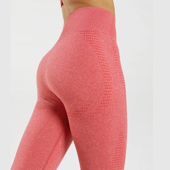 Gymshark Vital Seamless 2.0 Leggings Red Chili Marl XS FLAW - Picture 1 of 10